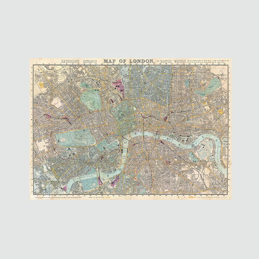 Mapa de Londres en las novelas de Sherlock Holmes desplegado sobre fondo blanco.