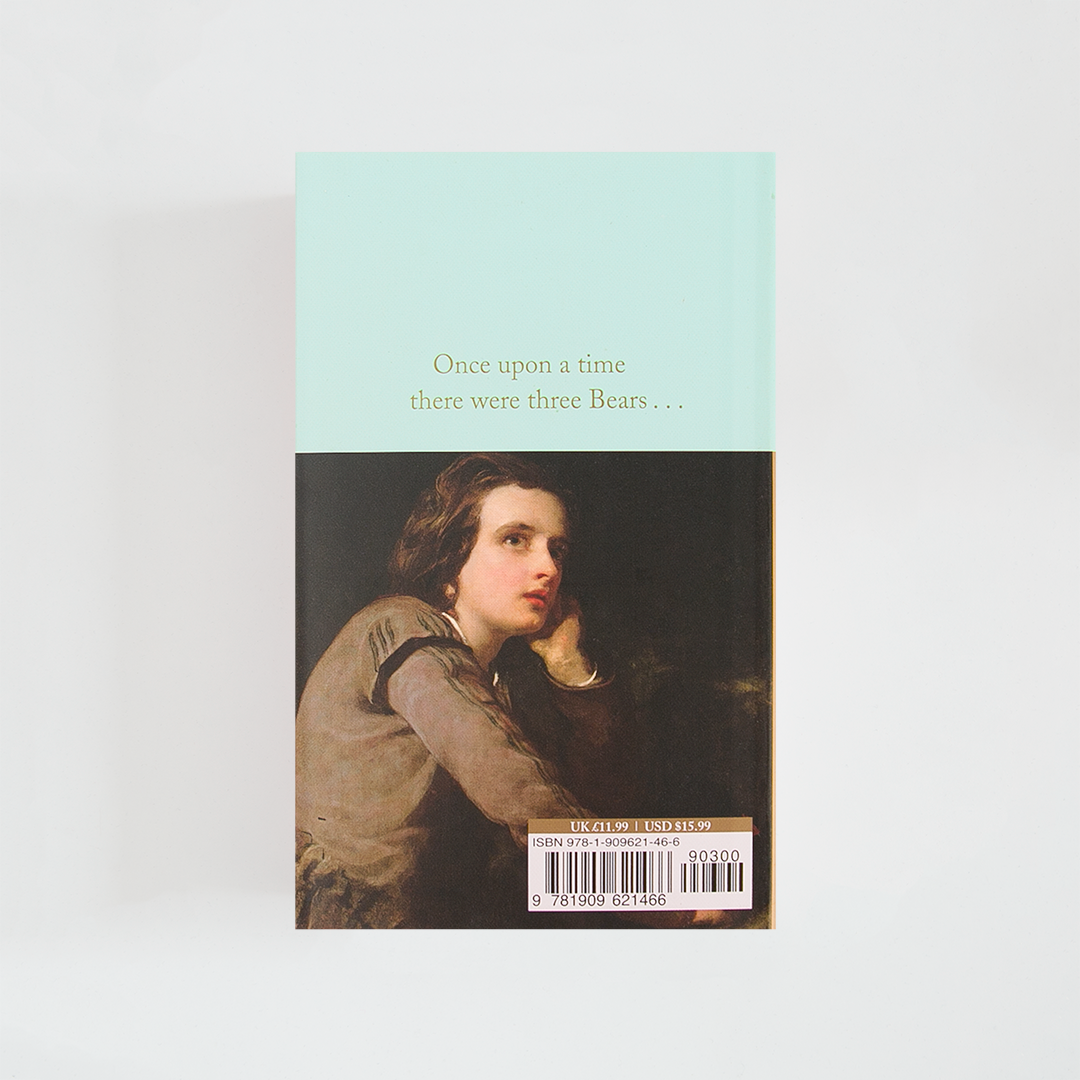 Trasera del libro English Fairy Tales de F. A. Steel (The Collector's Library) de color celeste acompañada de imagen inspirada en la novela.