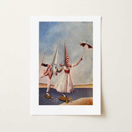 La obra reinterpreta el universo fantástico de Mary Poppins en una escena que combina acción real y animación, donde Poppins y Bert aparecen con capirotes, creando un encuentro divertido entre el imaginario del cine británico y la estética cofrade.