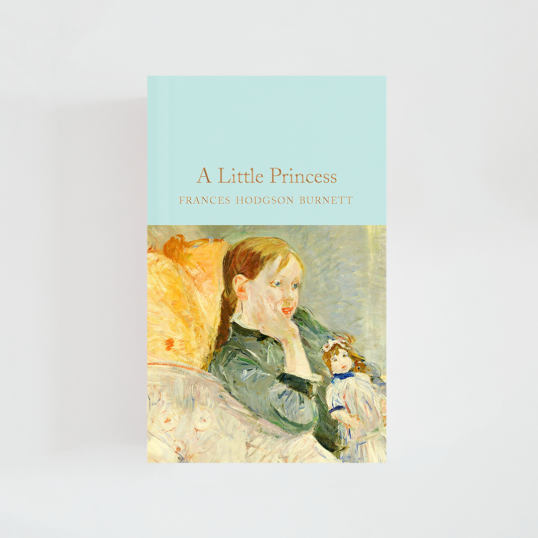 Portada del libro A Little Princess de Frances Hodgson Burnett (The Collector's Library) de color celeste acompañada de imagen inspirada en la novela.