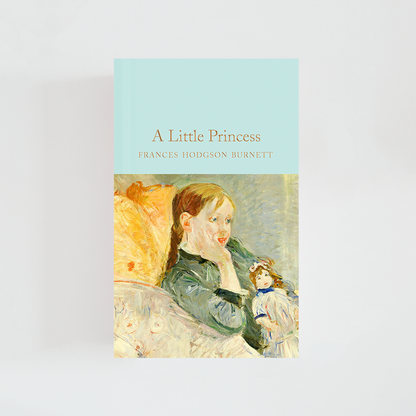Portada del libro A Little Princess de Frances Hodgson Burnett (The Collector's Library) de color celeste acompañada de imagen inspirada en la novela.