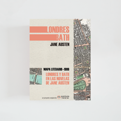 Portada del mapa literario de Londres y Bath en las novelas de Jane Austen sobre fondo blanco.