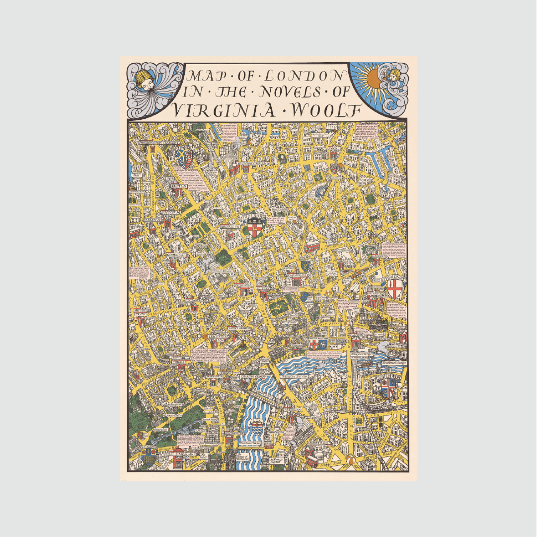 Segundo mapa de Londres en las novelas de Virginia Woolf desplegado sobre fondo blanco.