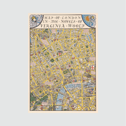 Segundo mapa de Londres en las novelas de Virginia Woolf desplegado sobre fondo blanco.