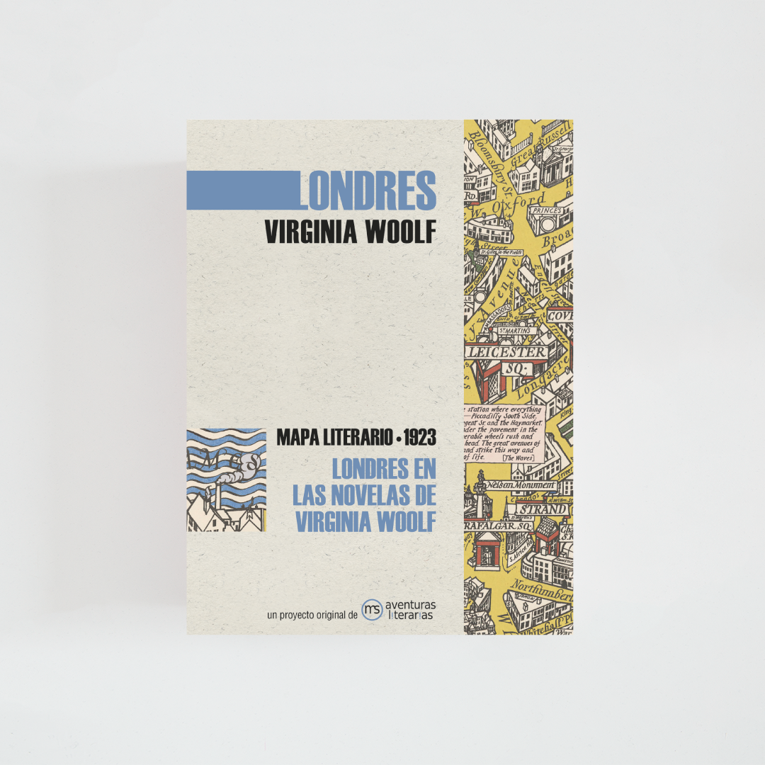 Portada del mapa de Londres en las novelas de Virginia Woolf sobre fondo blanco.