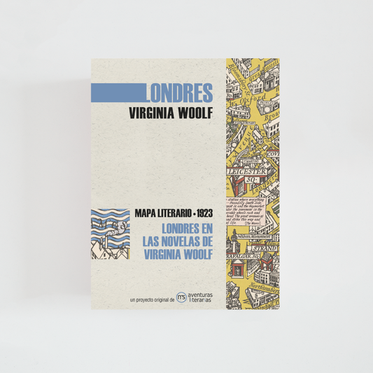 Portada del mapa de Londres en las novelas de Virginia Woolf sobre fondo blanco.
